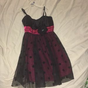 Red and black spaghetti strap dress